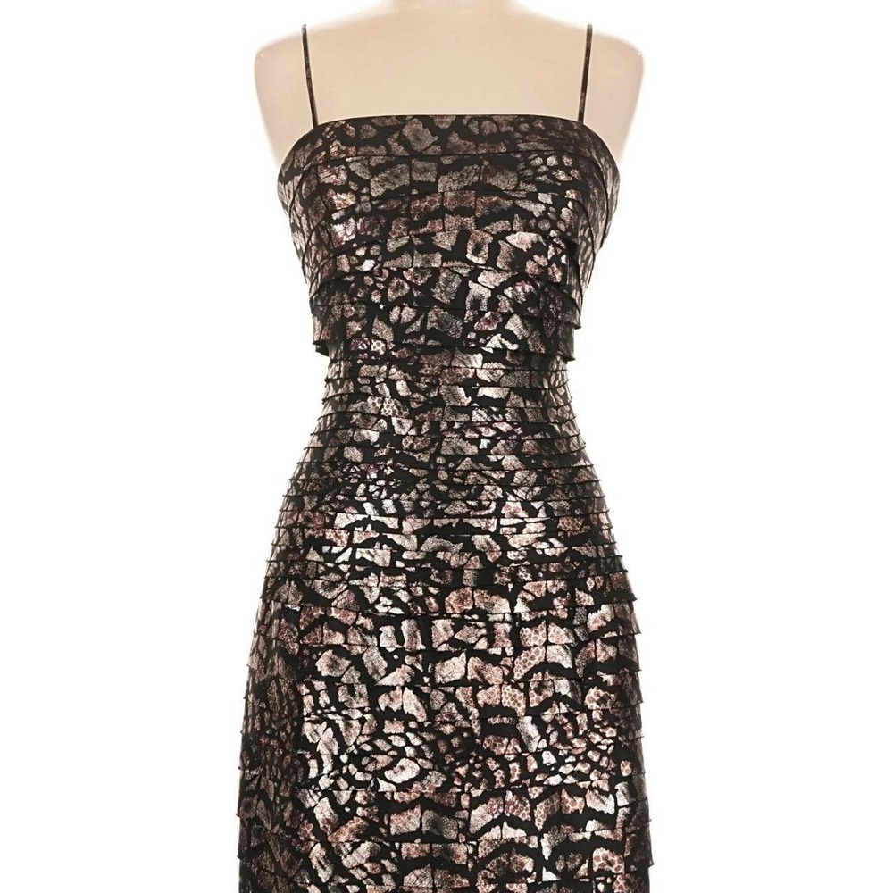 DressBarn Shimmery Cocktail Dress Womens Sleeveless Metallic Party Evening Dress